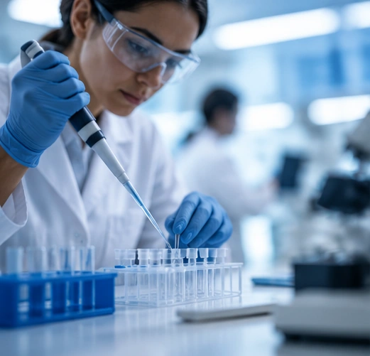 Laboratory professional working with diagnostic samples