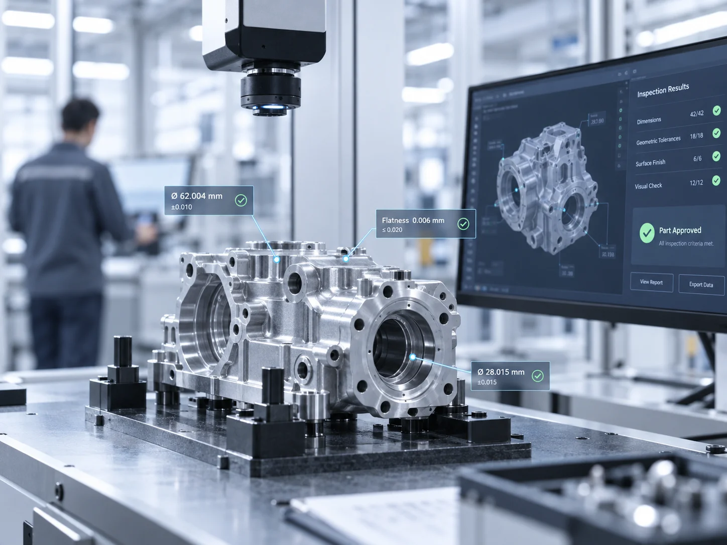 Illustrative camera-assisted inspection of manufactured components