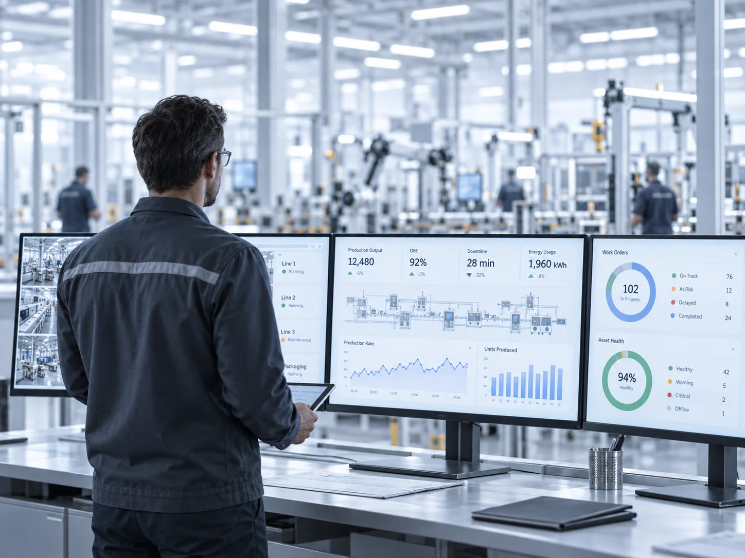 Illustrative plant operations dashboard in a manufacturing environment